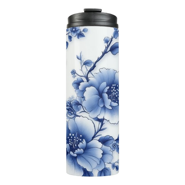 Bouteille d'eau en plastique bleu fleur (Devant)