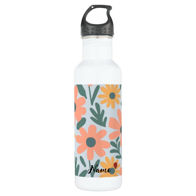 Bouteille D'eau Enfants Cute Ladybug Polka dot Daisy Flower Motif (Devant)