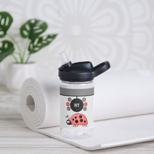 Bouteille D'eau Enfants ladybugs ajouter initiales étoiles gris Ca