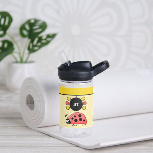 Bouteille D'eau Enfants ladybugs ajouter initiales étoiles jaune C