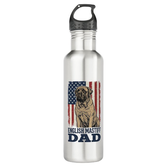 Bouteille D'eau English Mastiff Dad Patriotic Vintage Dog Design_1 (Devant)