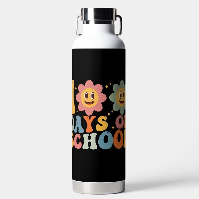 Bouteille D'eau Enseignant Enfants Rétro Groovy 100 Jours D'école  (Avant)