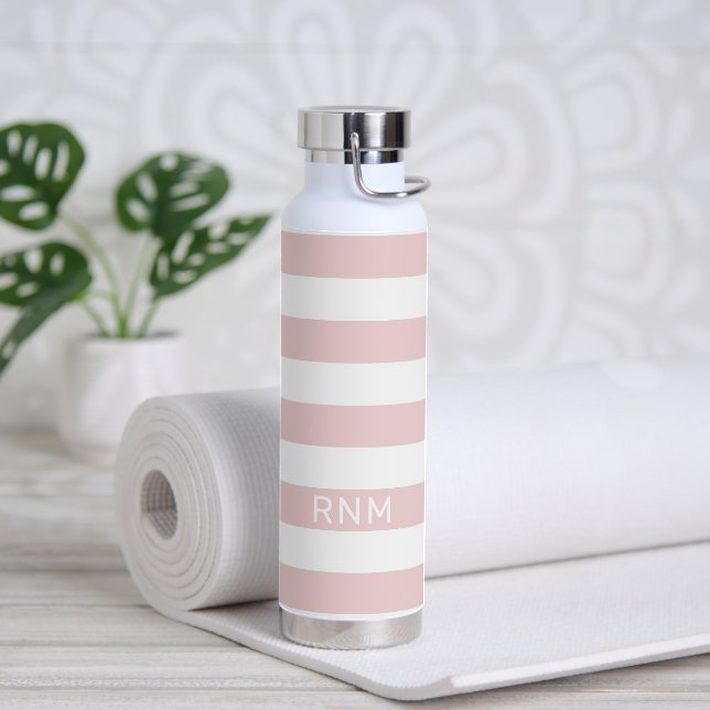 Bouteille D'eau Ensemble de rayures rose pâle avec nom ou monogram (Yoga)