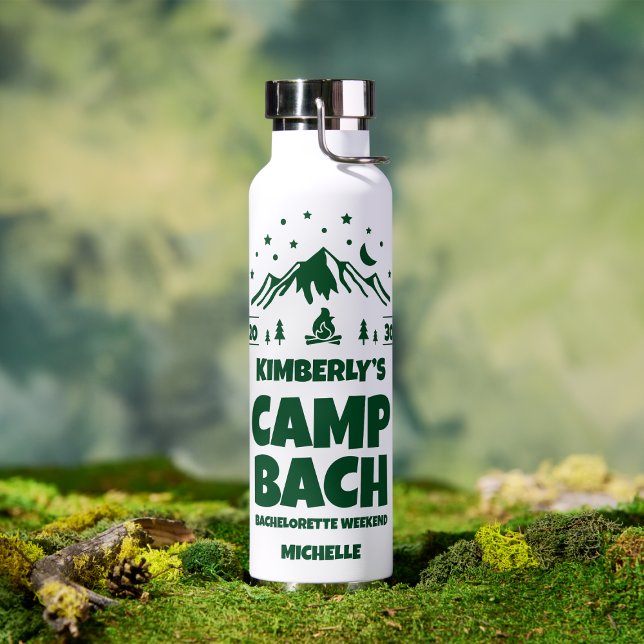 Bouteille D'eau Enterrement de vie de jeune fille Glamping Vert  (Créateur téléchargé)