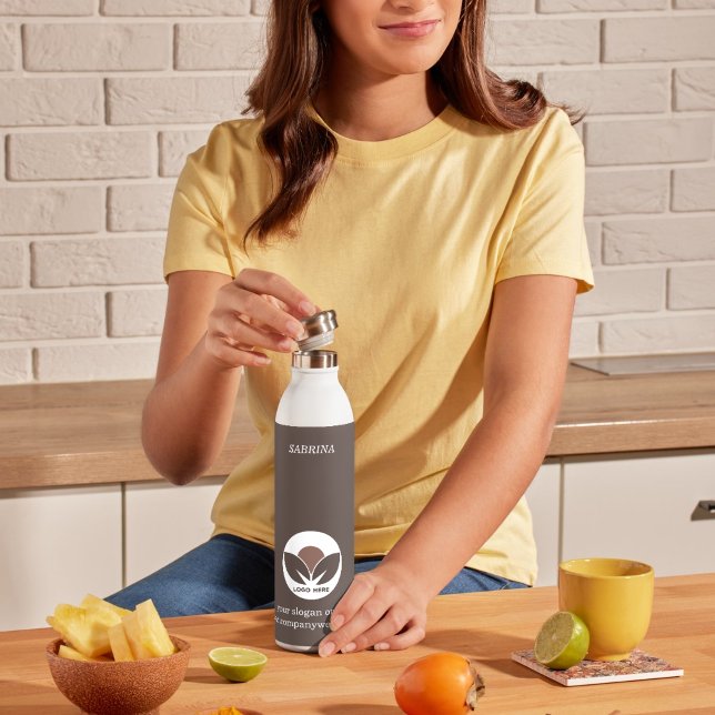 Bouteille D'eau Entreprise élégante | Mocha Mousse | Personnalisé (Stylish Business | Mocha Mousse | Custom Stainless Steel Water Bottle)