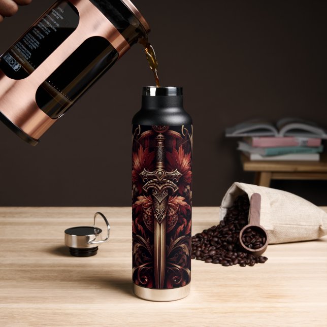 Bouteille D'eau Epée rouge et bronze écossais celtique (Gym)