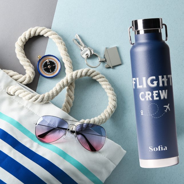 Bouteille D'eau Équipage de vol d'avion volant mignon bleu (Créateur téléchargé)