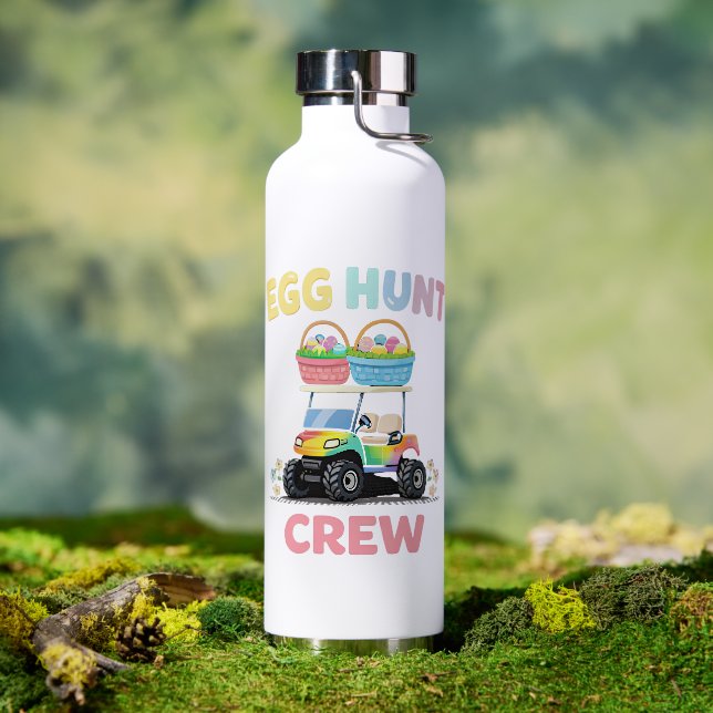 Bouteille D'eau Équipe de chasse aux œufs Cute Vacances de Pâques (Extérieur (pivotée))