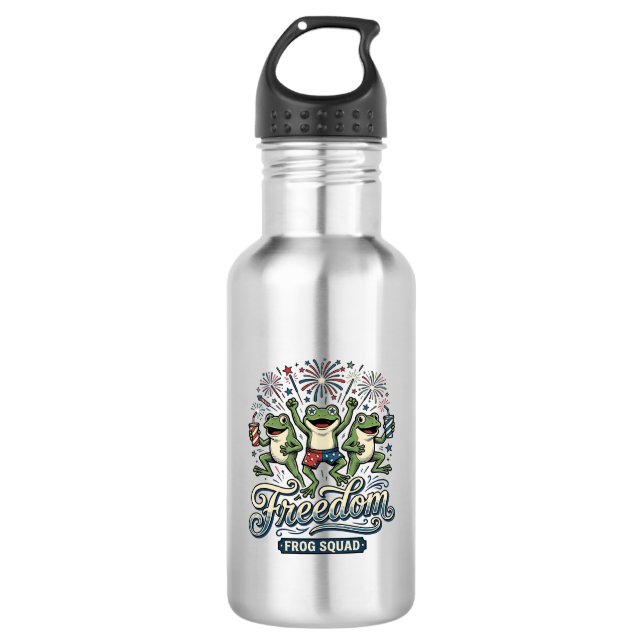 Bouteille D'eau Équipe de grenouille de liberté Modèle de chemise  (Devant)