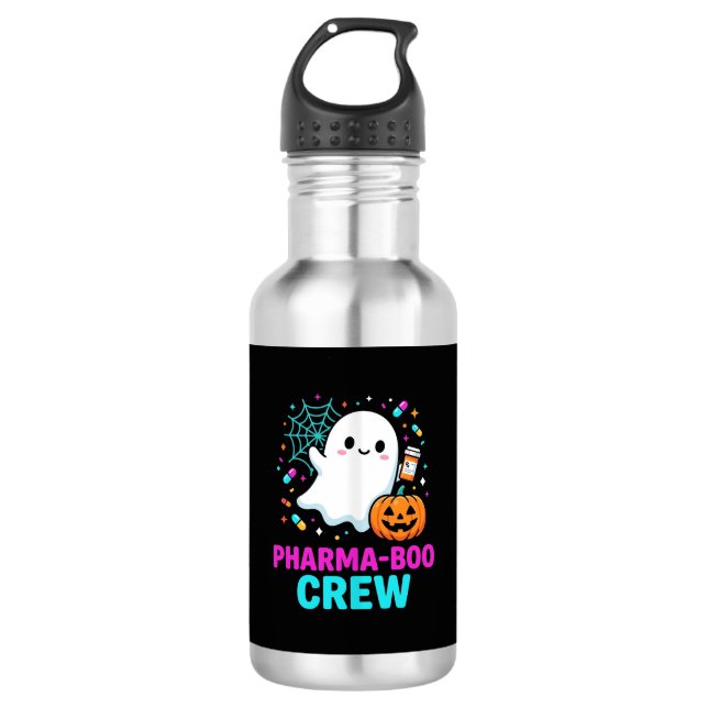Bouteille D'eau Équipe de Pharma-Bouh du pharmacien pour Halloween (Devant)