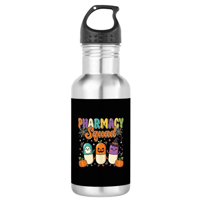 Bouteille D'eau Équipe de pharmacie Halloween Ghost Pills Design_1 (Devant)