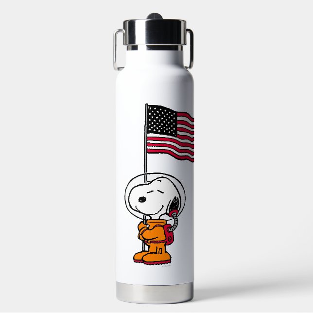 Bouteille D'eau ESPACE | Snoopy avec astronaute du drapeau (Salle de sport)