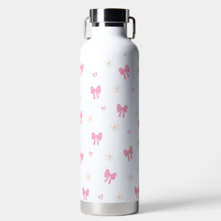 Bouteille d'eau esthétique avec des nœuds roses mi