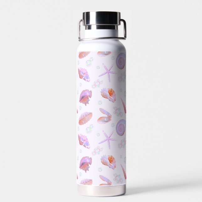 Bouteille D'eau Esthétique Océanique Pastel Coquillage & Perle (Arrière)