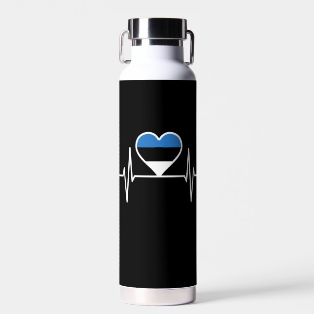 Bouteille D'eau Estonie Heartbeat Estonie Drapeau (Avant)