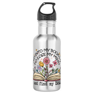 Bouteille D'eau Et Dans Mon Livre Je Pars - Floral Livre Lover