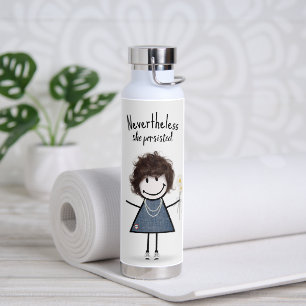 Bouteille D'eau Étiquette Figure Girl avec marguerites