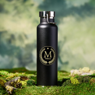 Bouteille D'eau Étoile de feuille de laurier de monogramme