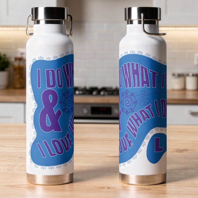 Bouteille D'eau Étoile de style rétro bleu motivationnel  (Bold blue & purple personal statement bottle is perfect for sharing your thoughts. Custom initial)