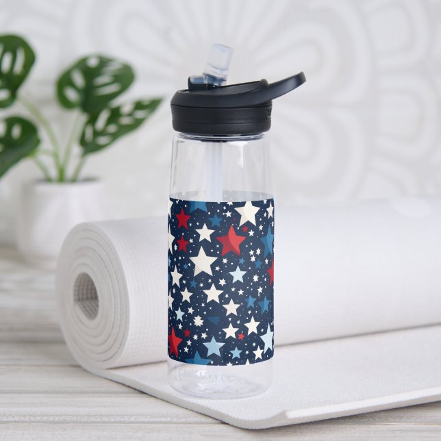 Bouteille d'eau Étoiles patriotiques (Yoga (pivotée))