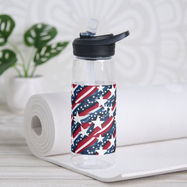 Bouteille d'eau Étoiles patriotiques (Yoga (pivotée))