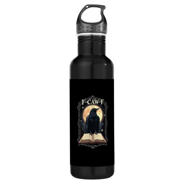 Bouteille D'eau F-Caw-F Crow Funny Halloween Raven Moon (Devant)