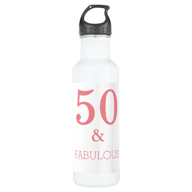 Bouteille D'eau Fabuleux 50 Anniversaire Coral Rose Couleur person (Devant)