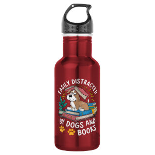 Bouteille D'eau Facilement distrait par les chiens et les livres D
