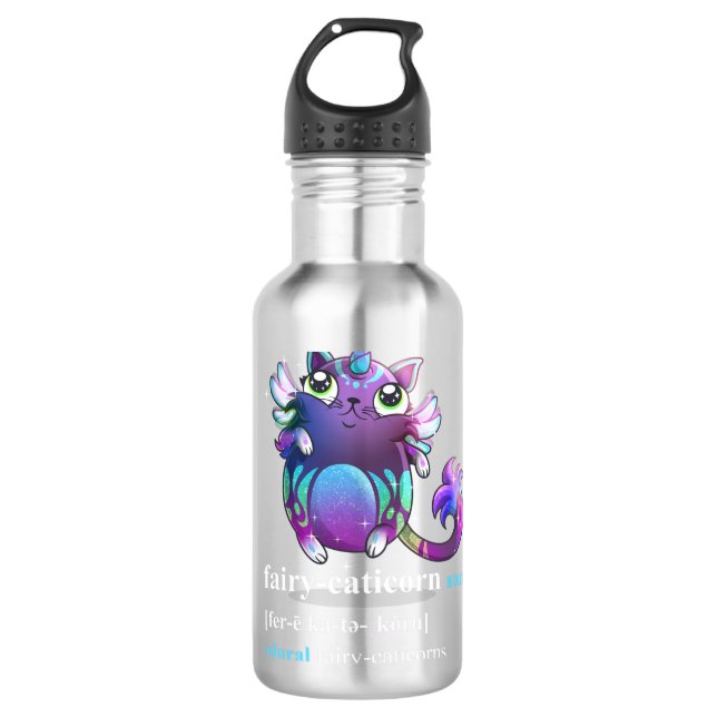 Bouteille D'eau "fairy cat-unicorn" (Devant)