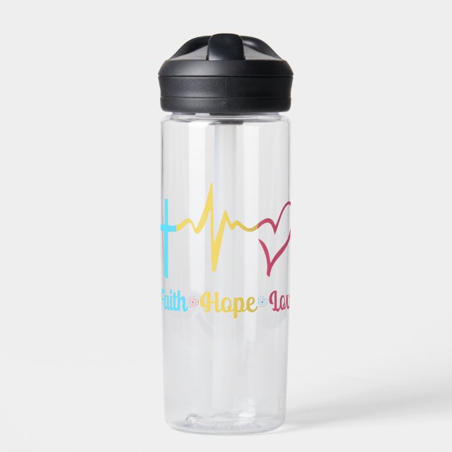 Bouteille D'eau Faith Hope Love Hearts (Extérieur)