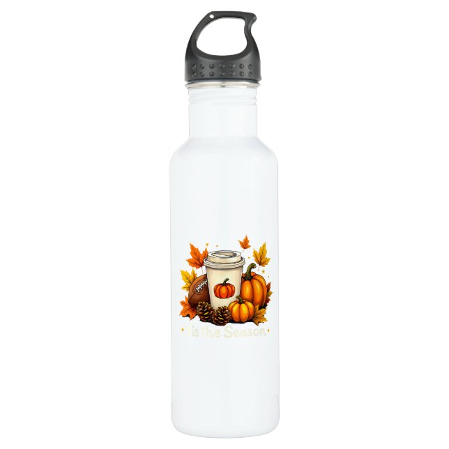Bouteille D'eau Fall Football Tis The Season Pumpkin Autumn Coffee (Devant)