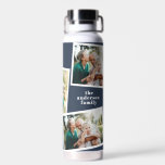 Bouteille D'eau Famille multi photo moderne marine bleu simple fam<br><div class="desc">Un cadeau moderne et élégant multi photo famille. La couleur bleu marine peut être changée.</div>