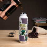 Bouteille D'eau Famille multi photo moderne violet simple famille<br><div class="desc">Un cadeau moderne et élégant multi photo famille. La couleur violette peut être changée.</div>