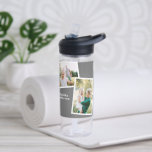 Bouteille D'eau Famille multiphoto moderne gris simple cadeau fami<br><div class="desc">Un cadeau moderne et élégant contemporain multi photo famille. La couleur grise peut être changée.</div>