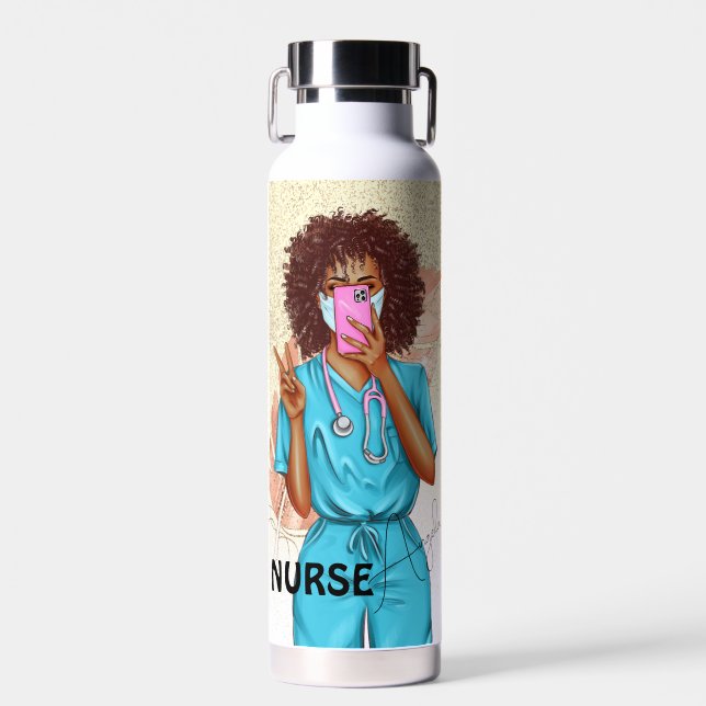 Bouteille d'eau Faux Glitter Nurse Rose Gold (Avant)