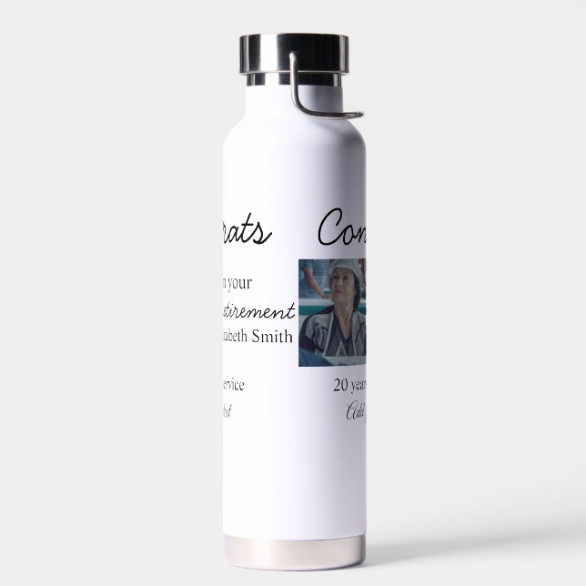 Bouteille D'eau Félicitations pour votre retraite ajouter le nom d (Gauche)