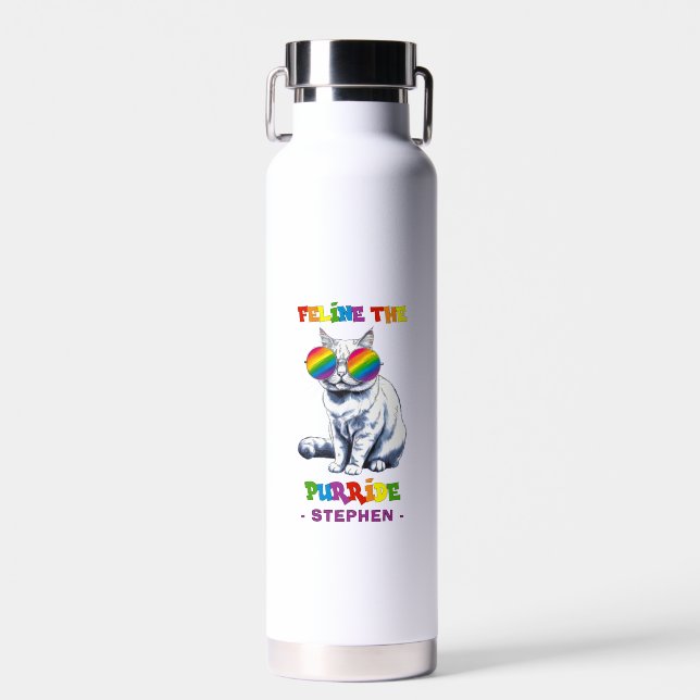Bouteille D'eau Feline The Purride - Cool Pride Cat LGBTQ (Avant)