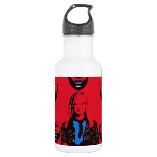 Bouteille D'eau Femme dans le pop art rouge