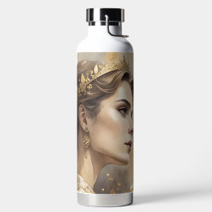 Bouteille D'eau Femme Élégante dans l'Art de Luxe Champagne & Or