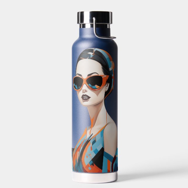 Bouteille D'eau Femme moderne chic, élégance géométrique (Gauche)