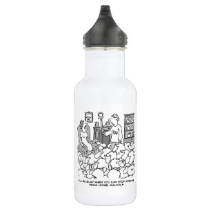 Bouteille D'eau Fermier Travailler de chez soi avec les moutons. D