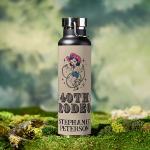 Bouteille D'eau Fête d'anniversaire de 40 ans Cowgirl Rétro Vintag