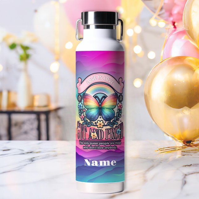 Bouteille D'eau Fête du Gay pride sortant et fier (Créateur téléchargé)