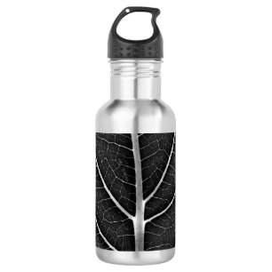 Bouteille D'eau Feuille lumineuse noir et blanc en gros plan