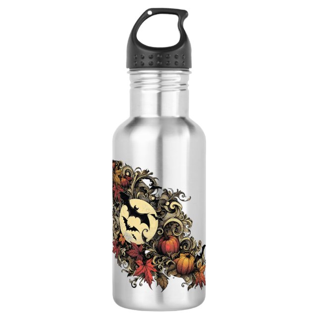 Bouteille D'eau Feuilles d'automne. Motif d'Halloween. (Devant)