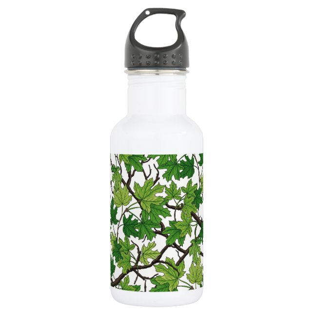 Bouteille D'eau Feuilles d'érable sur fond blanc (Devant)