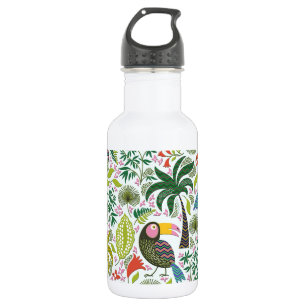 Bouteille D'eau Feuilles Et Oiseaux Exotiques