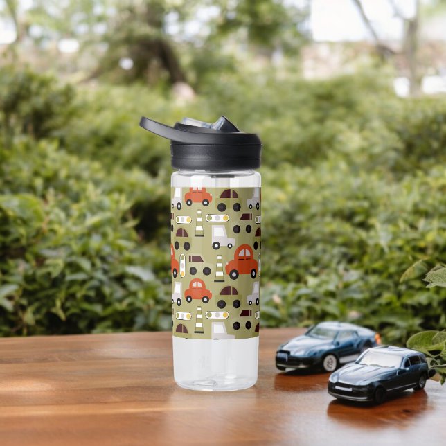 Bouteille D'eau Feux de circulation Orange Voitures Motif (Water Bottle)