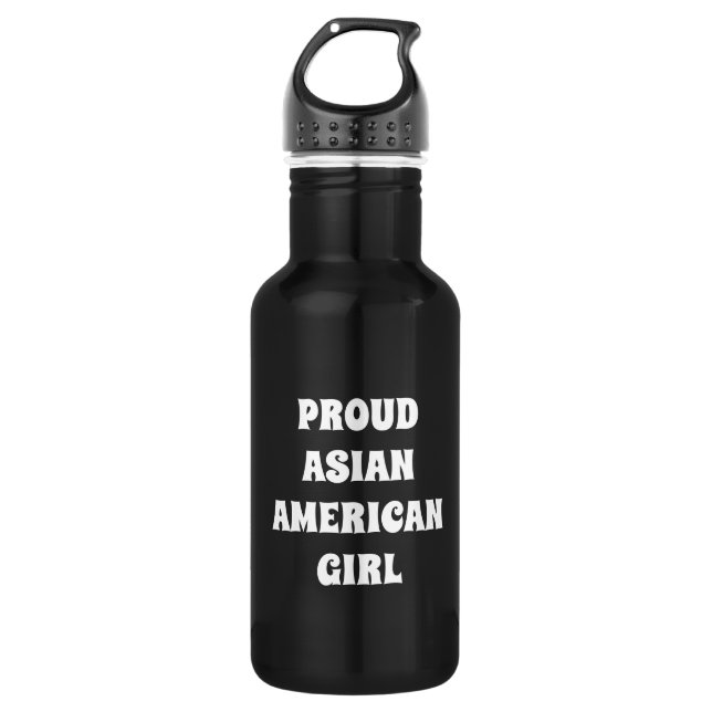 Bouteille D'eau Fier Asiatique Américaine Fille, Acier Inoxydable  (Devant)