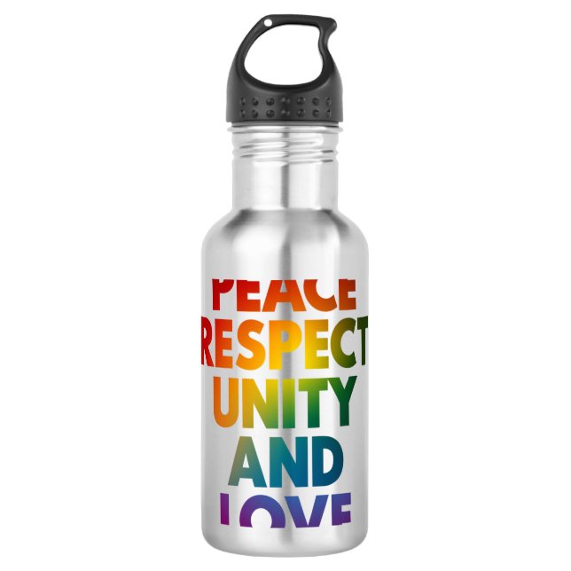 Bouteille D'eau Fierté Paix Respect Unité Et Amour  (Devant)